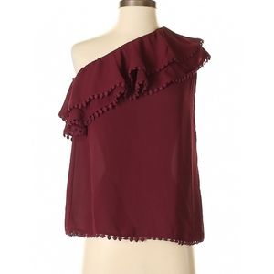 Aqua Size Small Red Asymmetrical One Shoulder Blouse
